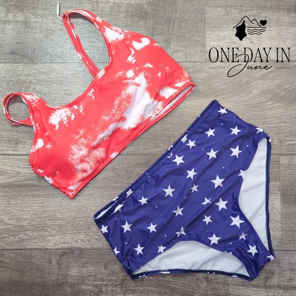 Adisputent High Waist Crop Bikini Swimsuit Size L - Picture 2 of 6